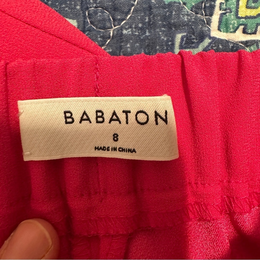 Aritzia Babaton Conan Bright Pink Pleated Trouser Straight Leg Pant Size 8 Women - Picture 10 of 11